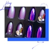 24-piece pointed-head bride wearing nail jewelry, false nail patches, scallion powder with diamonds and adhesive back nail patches gift box toolkit Specification image